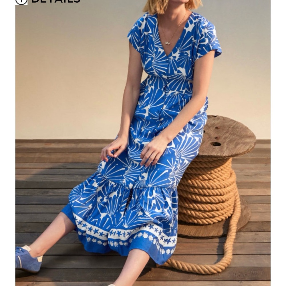 CAbi DUNE Blue and White Patterned Maxi Dress Medium M #5039 NEW SPRING  26